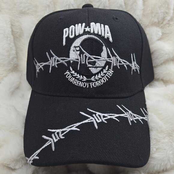 POW / MIA Hat Ball Cap You Are Not Forgotten Black and White (NWT) - Picture 1 of 4